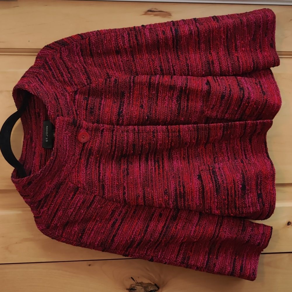 St. John red/pink/black portrait collar jacket